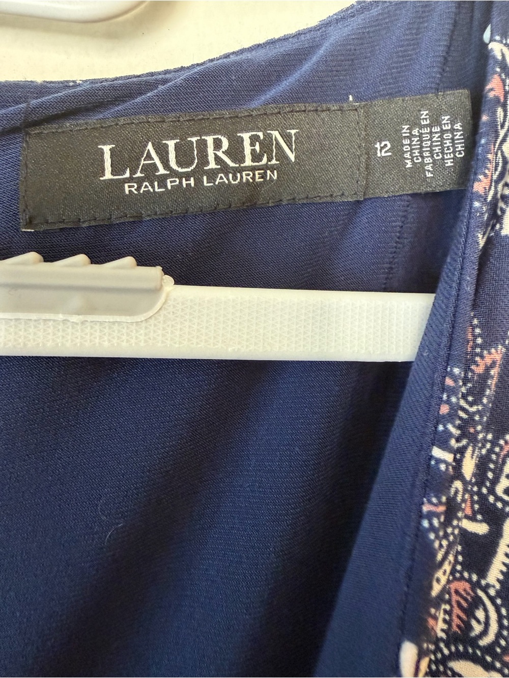 Lauren Ralph Lauren Navy Paisley Faux Wrap Midi Dress Size 12 - Picture 4 of 8